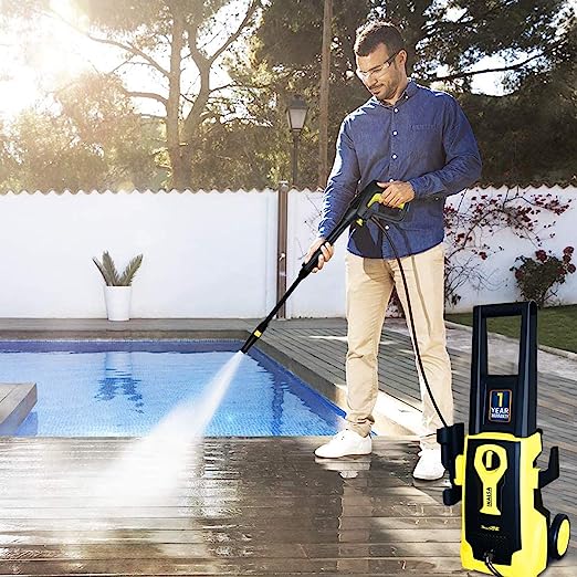 Inalsa High Pressure Washer PowerShot-1600W|100% Pure Copper Motor|Pressure-135 Bar, Max Flow-408 l/h, Working Radius +11 m,5M High Pressure Hose Pipe for Cleaning Homes, Cars, Garden, (Yellow/Black) Inalsa High Pressure Washer PowerShot-1600W|100% Pure Copper Motor|Pressure-135 Bar, Max Flow-408 l/h, Working Radius +11 m,5M High Pressure Hose Pipe for Cleaning Homes, Cars, Garden, (Yellow/Black)
